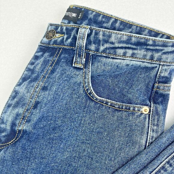 Pretty Little Thing 8/4Mom Jeans Womens High Rise Loose Straight Dark Wash Denim - Picture 9 of 16